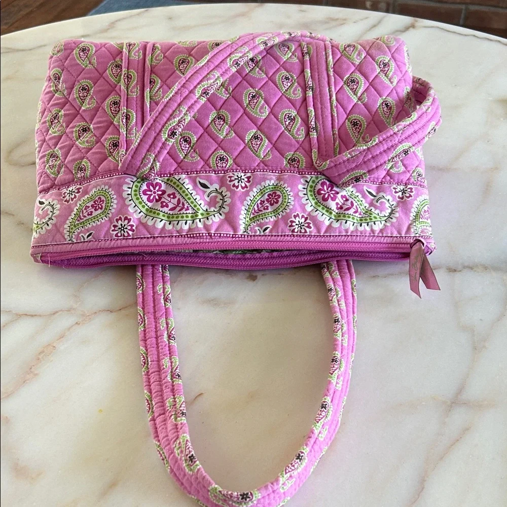 Vera Bradley Pink Quilted Paisley Tote Shoulder Bag - Picture 4 of 8